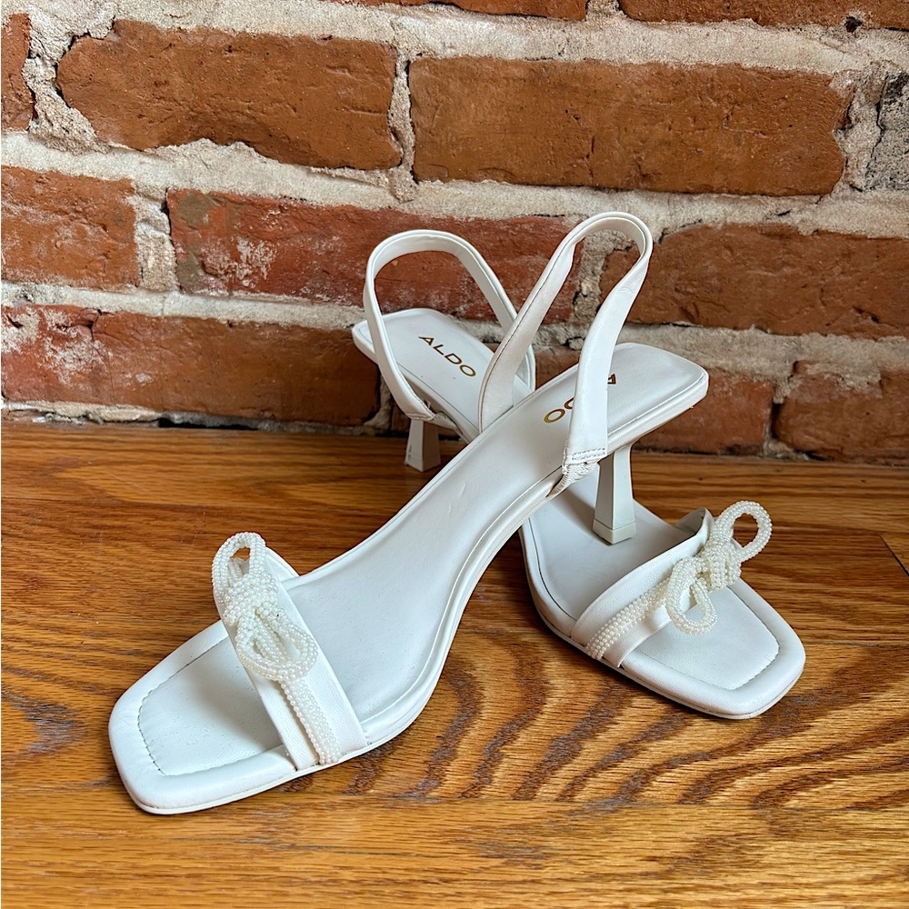 ALDO Cindie Kitten Heeled Sandal, white, size 8